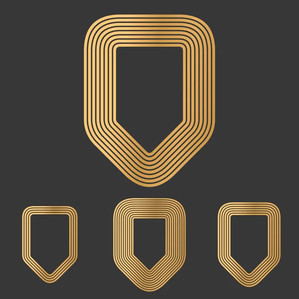 Bronze linha escudo logotipo conjunto de design — Vetor de Stock