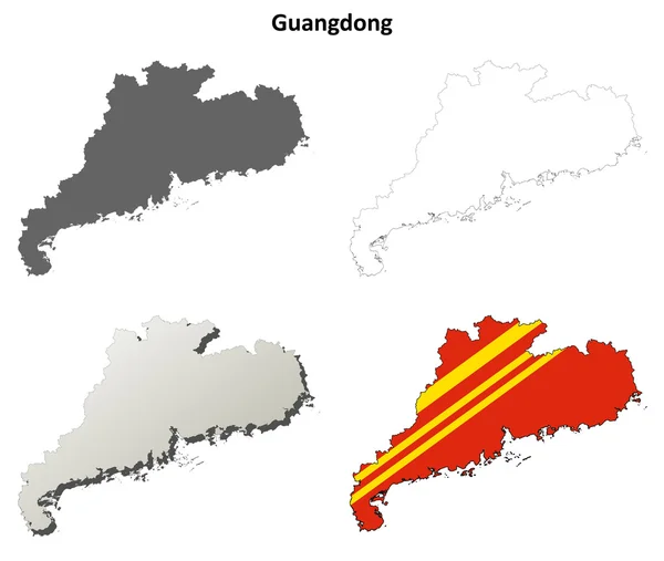 Guangdong blank outline map set — Stock Vector