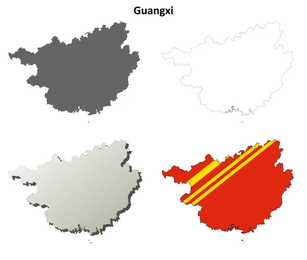 Guangxi contorno en blanco mapa conjunto — Vector de stock