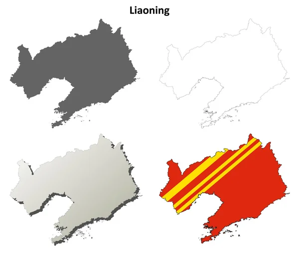 Liaoning blank outline map set — Stock Vector