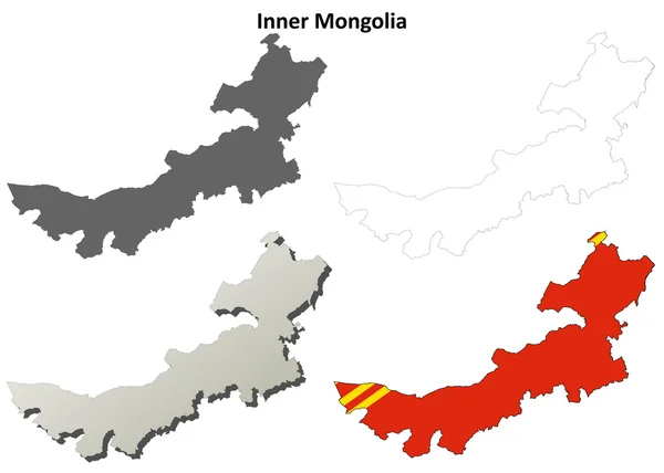 Vnitřní Mongolsko prázdné osnovy mapa sada — Stockový vektor