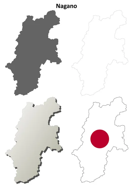 Nagano blank outline map set — Stock Vector
