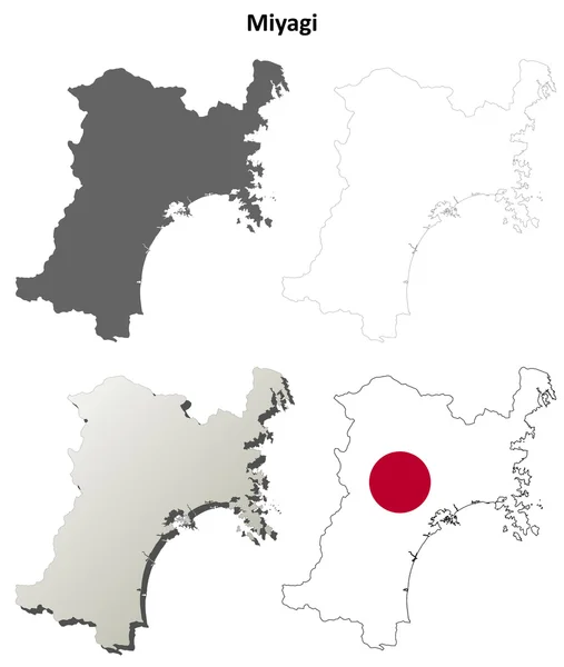 Miyagi blank outline map set — Stock Vector