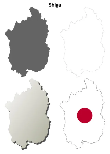 Shiga en blanco esquema mapa conjunto — Archivo Imágenes Vectoriales