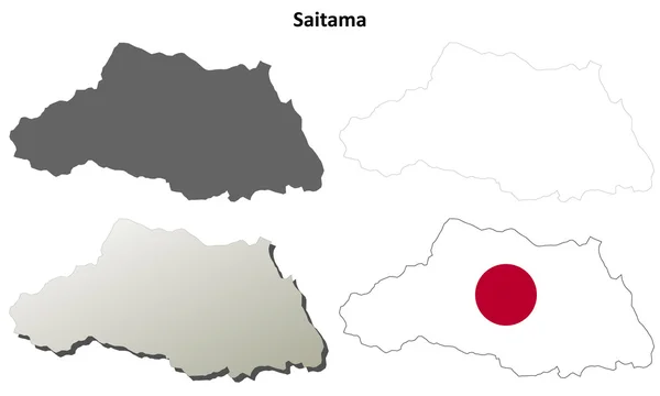 Set mappa contorno vuoto Saitama — Vettoriale Stock