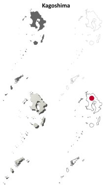 Kagoshima boş anahat harita seti
