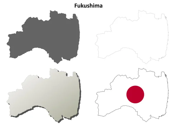 Fukushima esboço em branco mapa definido — Vetor de Stock