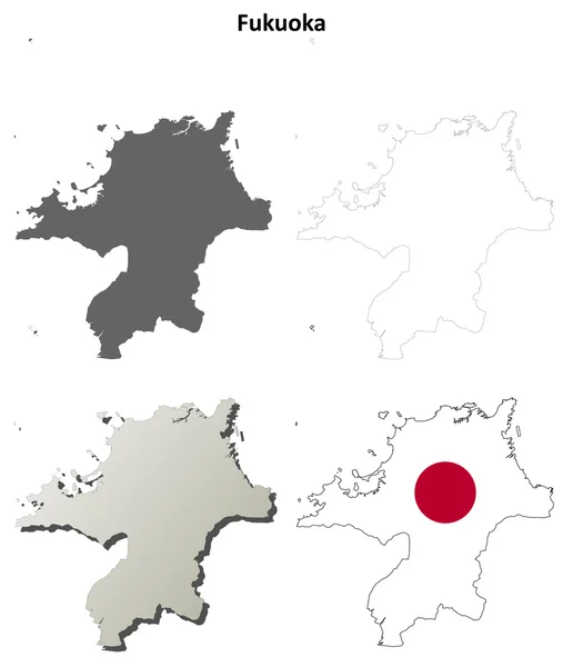 福岡空白概要地図セット — ストックベクタ