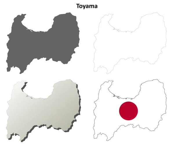 Toyama serie di mappe a contorno vuoto — Vettoriale Stock