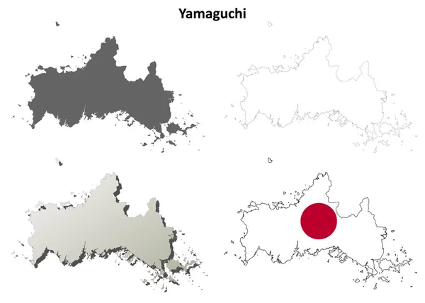Yamaguchi esboço em branco mapa definido — Vetor de Stock