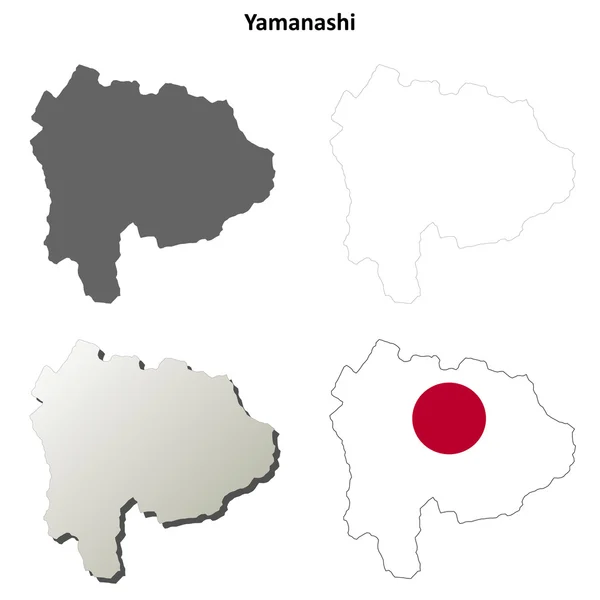 Yamanashi blank outline map set — Stock Vector