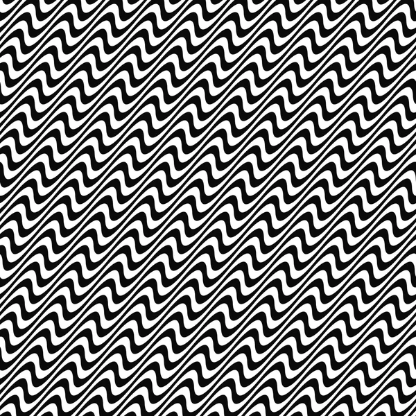 Black and white seamless wave pattern — Stock Vector