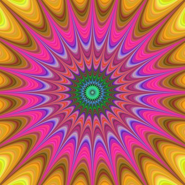 Soyut renkli konsantrik eğri yıldız fraktal