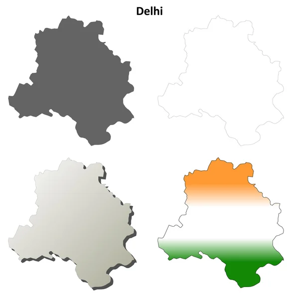 Delhi serie di mappe dettagliate in bianco — Vettoriale Stock