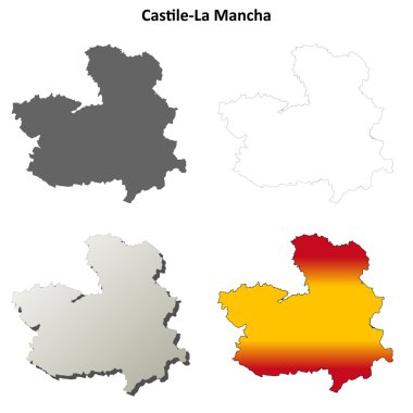 Kastilya-La Mancha boş anahat harita seti