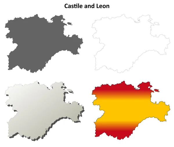 Kastilien och Leon Tom kontur karta set — Stock vektor
