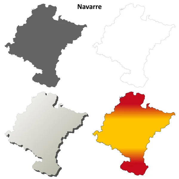 Navarra blank detaillierte Umrisskarte Set — Stockvektor