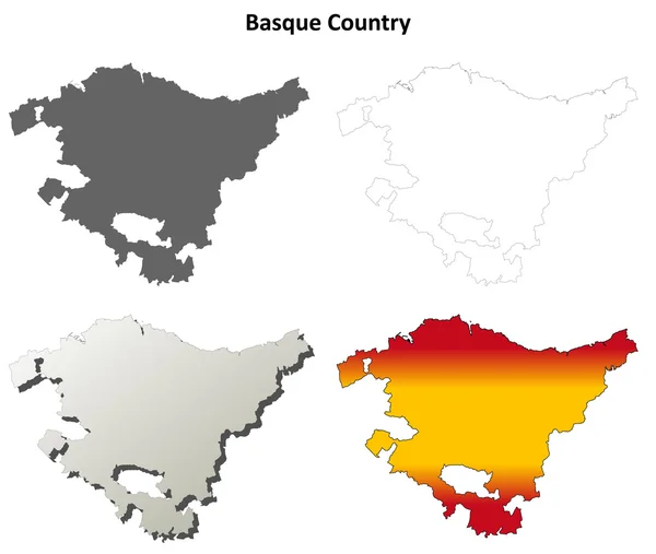 Baskenland Blanko detaillierte Umrisse Landkarte Set — Stockvektor