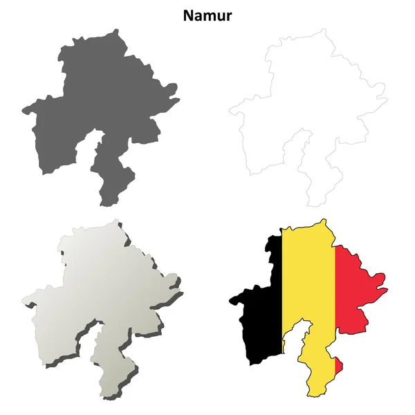 Set di mappe schematiche Namur - Versione belga — Vettoriale Stock