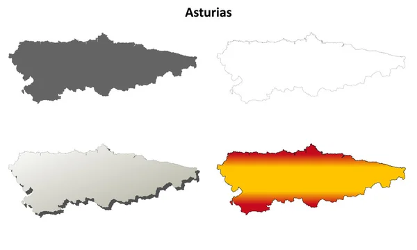 Asturias lege gedetailleerd overzicht kaart set — Stockvector