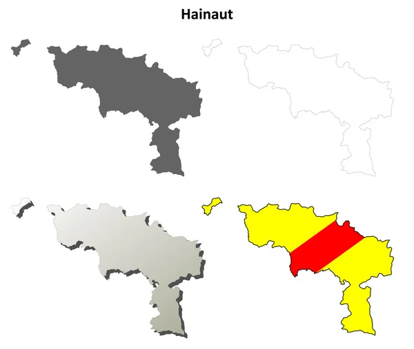 Hainaut outline map set - wallonische Version — Stockvektor