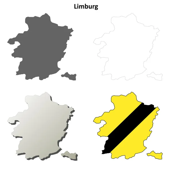 Limburg kontur karta set - Flamländsk version — Stock vektor