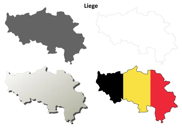 Liege outline map set - Belgian version — Stock Vector