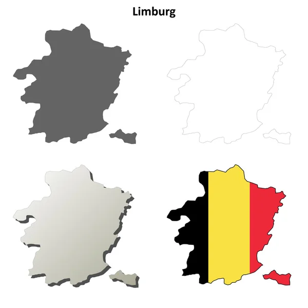 Limburg kontur karta set - belgiska version — Stock vektor