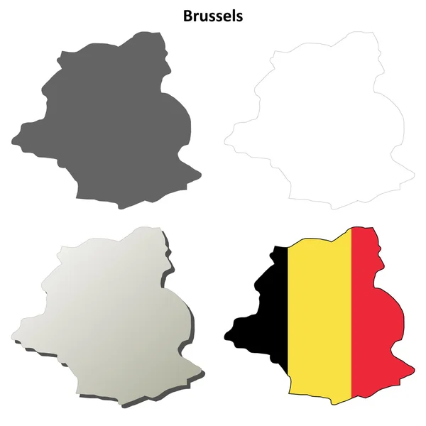 Brussel schetsen kaart set — Stockvector