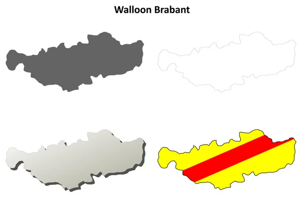 Conjunto de mapas del contorno de Walloon Brabant - Versión valona — Vector de stock