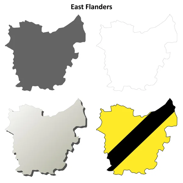 Doğu Flandre anahat harita set - Flaman sürüm — Stok Vektör