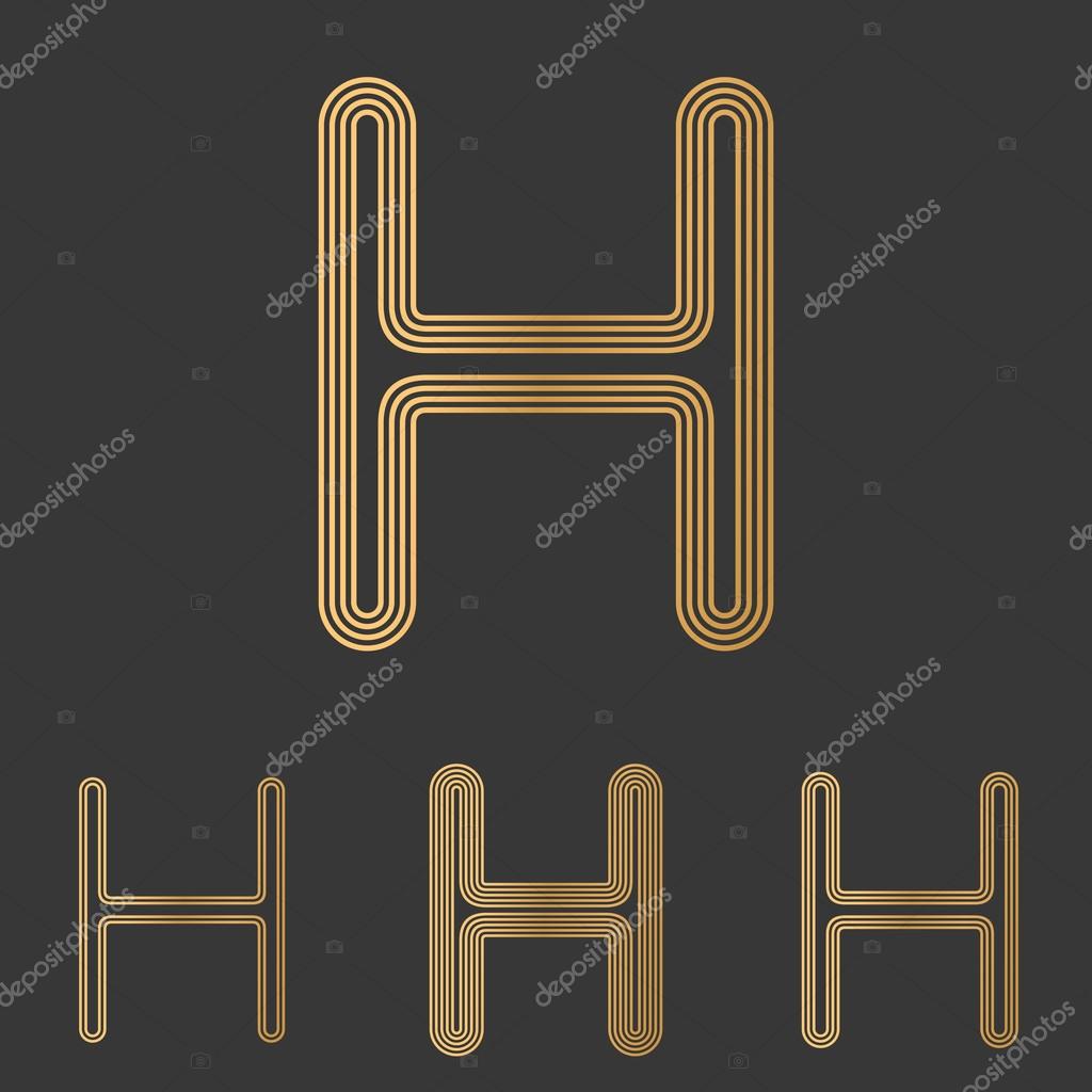 Bronze line letter h logo design set