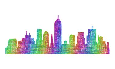 Indianapolis manzarası siluet - çok renkli çizgi resimler