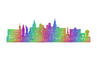 Las Vegas siluetinin siluet - çok renkli çizgi resimler