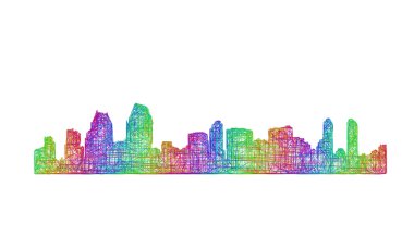 San Diego manzarası siluet - çok renkli çizgi resimler