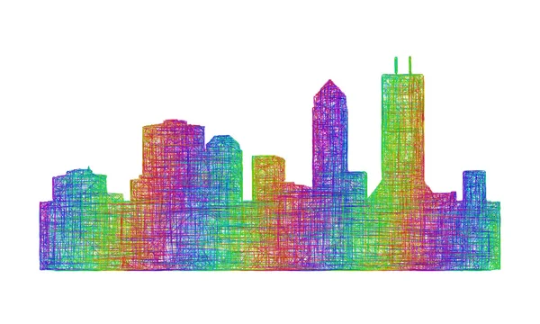 Jacksonville manzarası siluet - çok renkli çizgi resimler — Stok Vektör