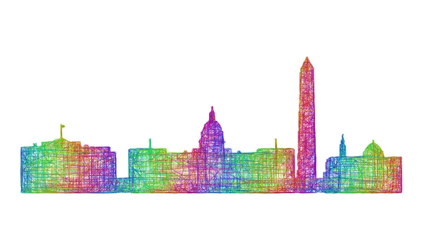 Washington skyline silhouette - multicolor line art — Stock Vector