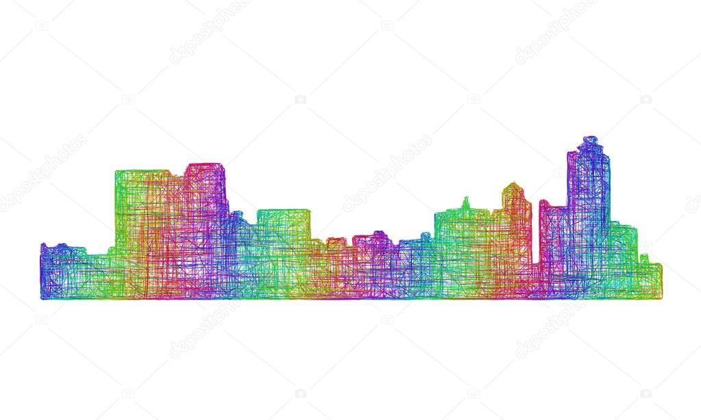 Memphis skyline silhouette - multicolor line art