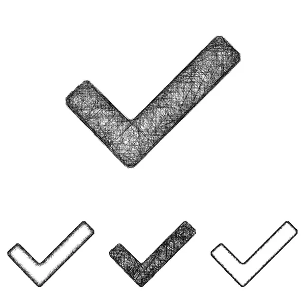 Checkmark icon set - sketch line art — Stock Vector