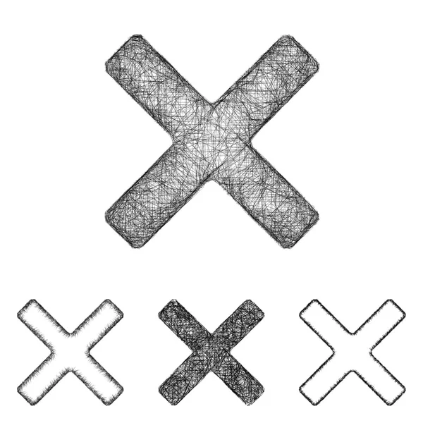 Cross Icon Set - Skizze Linie Art — Stockvektor