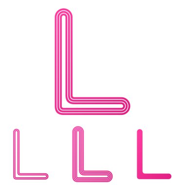 Pembe çizgi l logo tasarım kümesi