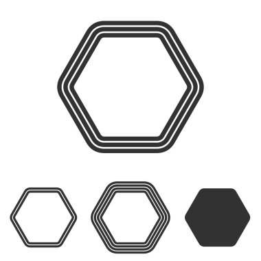 Line hexagon logo design set clipart