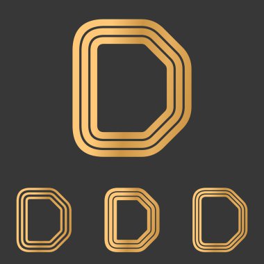 Bronz çizgi d logo tasarım kümesi
