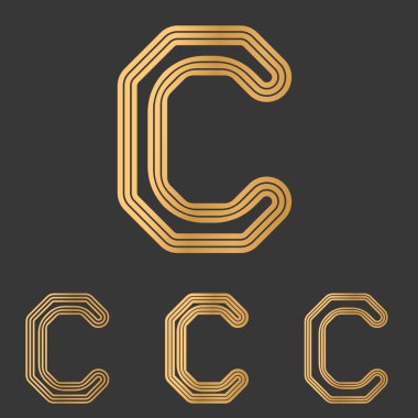 Bronz çizgi c logo tasarım kümesi