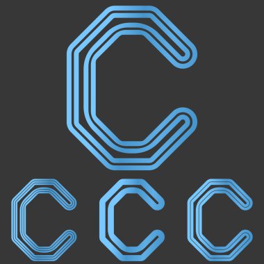 Mavi çizgili c logo tasarım kümesi