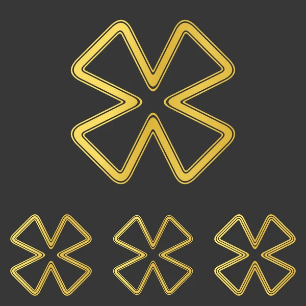 Goldene Linie Kleeblatt Logo Design Set — Stockvektor