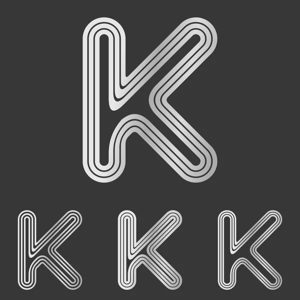 Argento linea k logo set di design — Vettoriale Stock