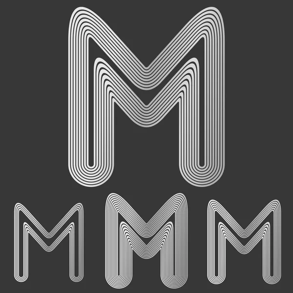 Srebrna linia m logo projektu zestaw — Wektor stockowy