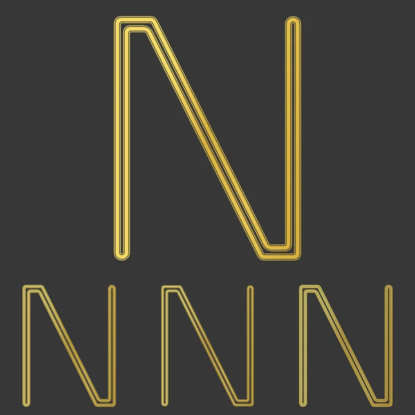 Altın çizgi n logo tasarım kümesi — Stok Vektör