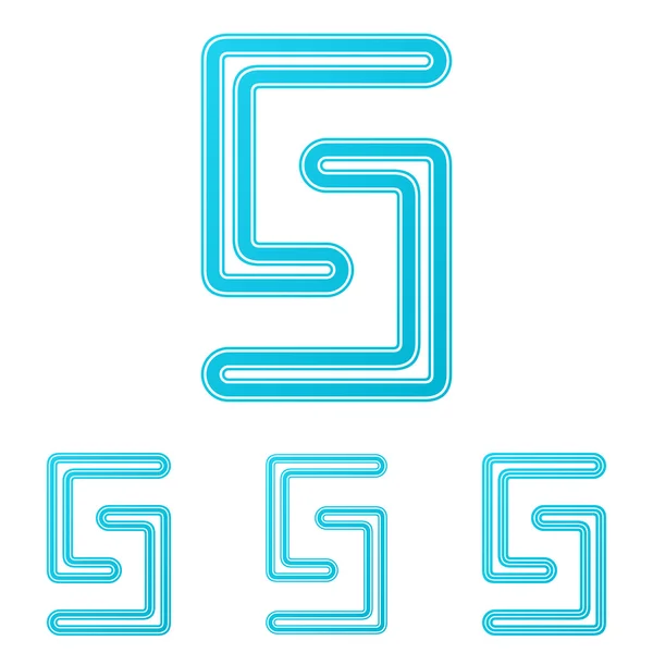 Cyan linha ciência logotipo conjunto de design — Vetor de Stock